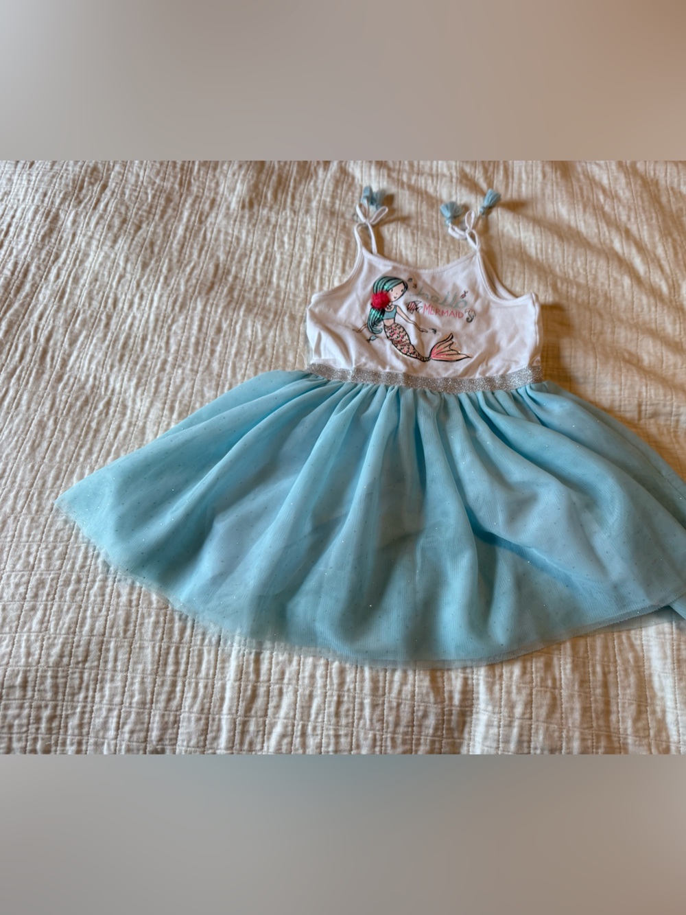 Girls Blue Mermaid Tulle Costume Dress